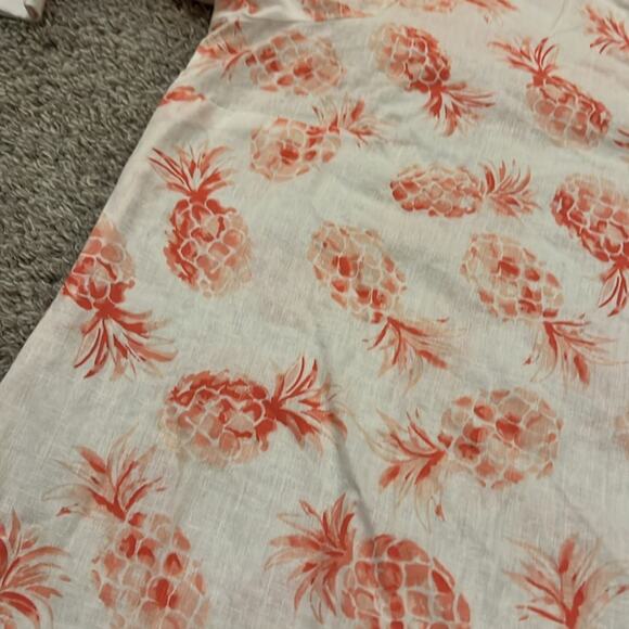 Emily Daniels Button Front pineapple side Tie blouse Top Size XL Linen Blend NEW - Picture 11 of 16